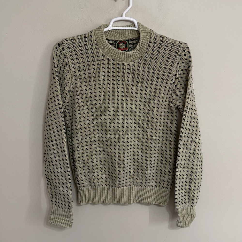 ALPS Mens Medium Beige Birdseye Knit Rugged Outdoors Crewneck Sweater - Picture 2 of 6
